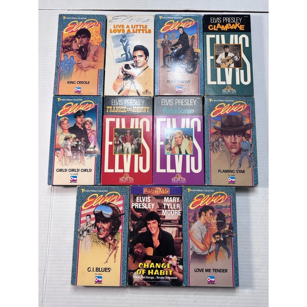 Lot of 11 Elvis Presley VHS Movies King Creole GI Blues Love Me Tender Rare Set